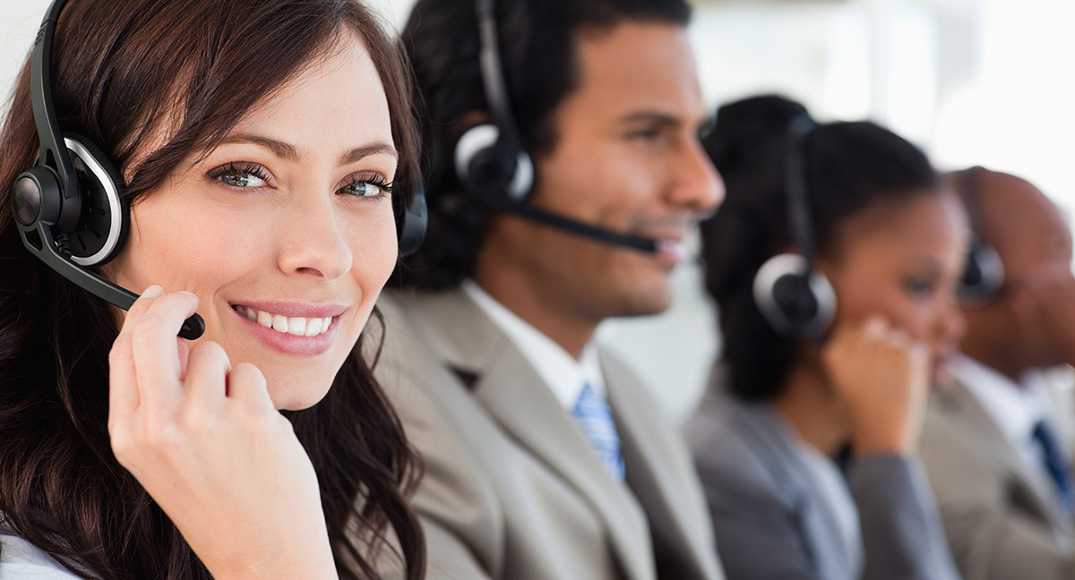 call centre woman smiling
